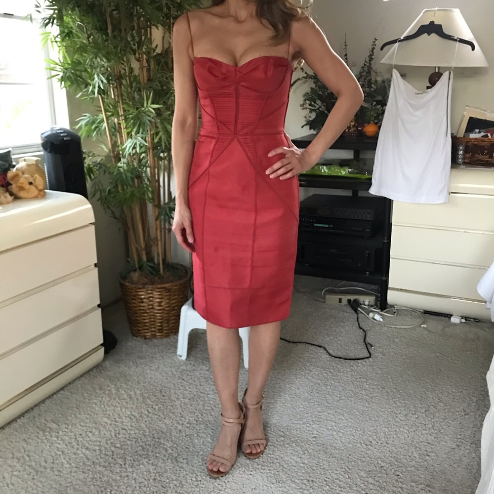 Red Bustier Corset Cocktail Dress